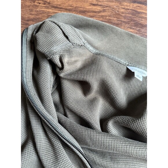 Calvin Klein Men's Full Zip Sweatshirt Jacket Olive Green XL Cotton Pockets - Picture 6 of 8